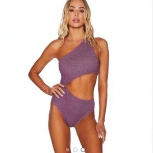 Free people X Beach Riot Cutout One Piece Sparkle Swimsuit - Purple, Medium